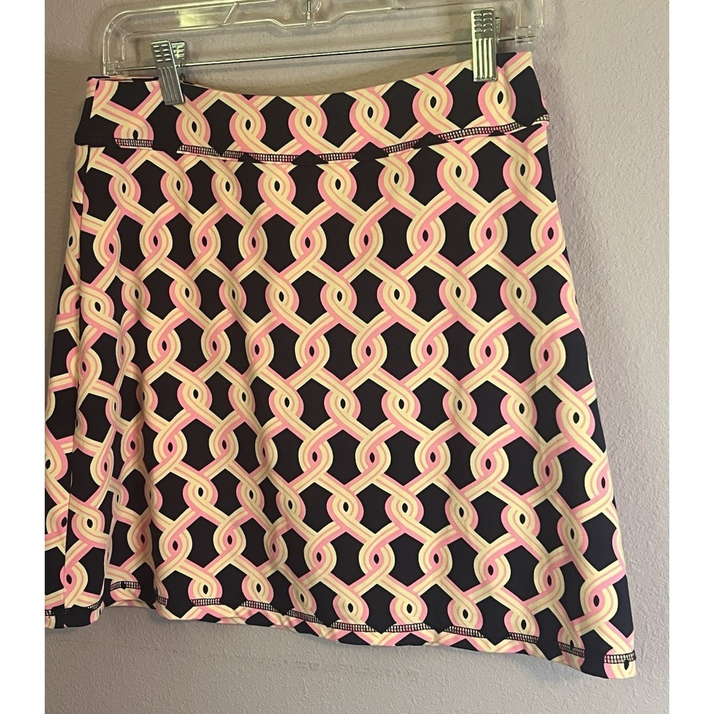 Julie Brown NYC Navy Blue Pink Black White Athletic Swim Skirt Skort Size Small